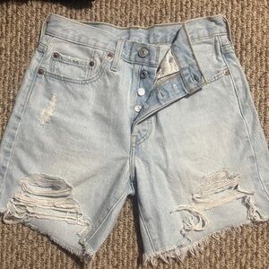 Levi's Light Blue Ripped Jean Shorts